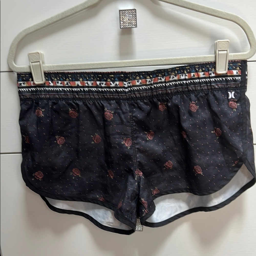 Hurley Black Athletic Shorts Lightweight Elastic Waist